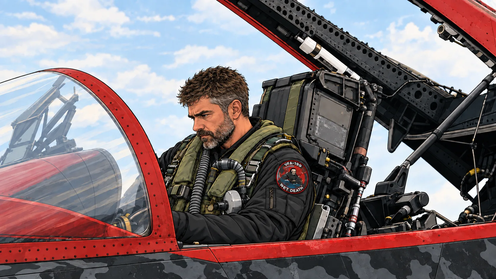 ESSP strapping into a VFA-199 Wet Death jet